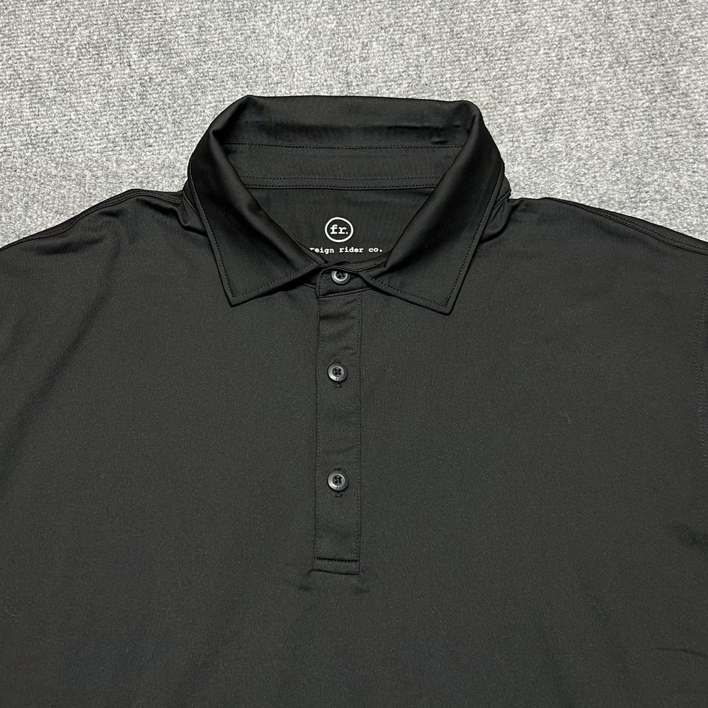 Foreign Rider Co. Polo Shirt Mens 3 Large Black Coolmax Stretch Performance Golf
